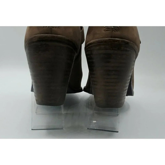 Eileen Fisher Womens List Ankle Boots Peep Toe Brown Leather Block Heel Size 9 - Picture 10 of 12